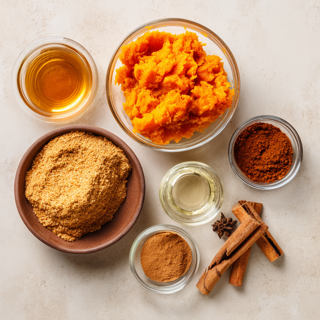 Ingredients for pumpkin coffee syrup